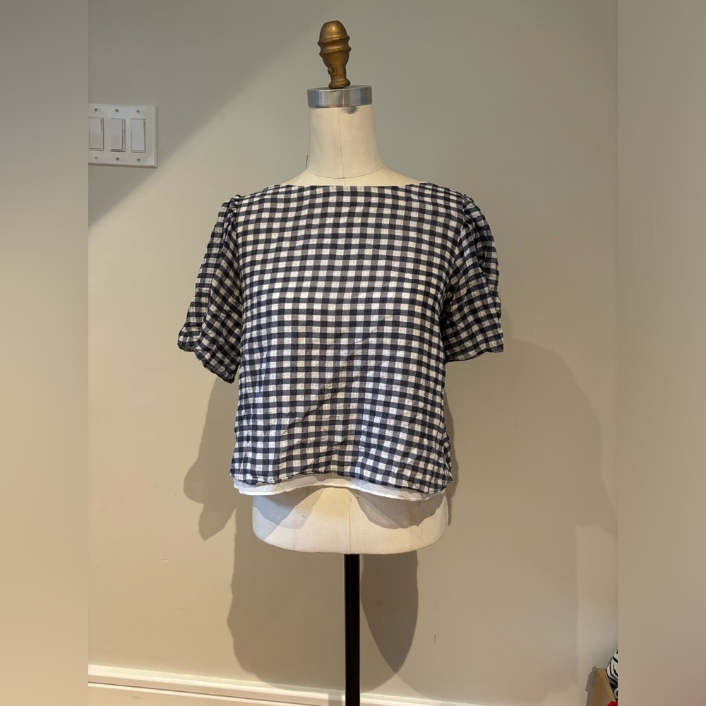 Gingham club monaco open back top size M